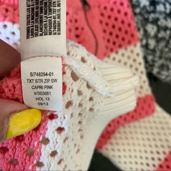 GAP KIDS KNIT STRIPED PINK & WHITE SWEATER L - Picture 7 of 8